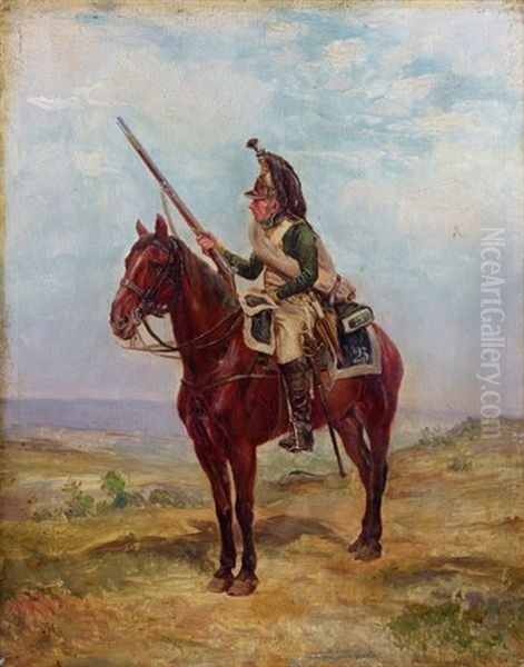 Un Dragon A Cheval Oil Painting by Ernest Meissonier