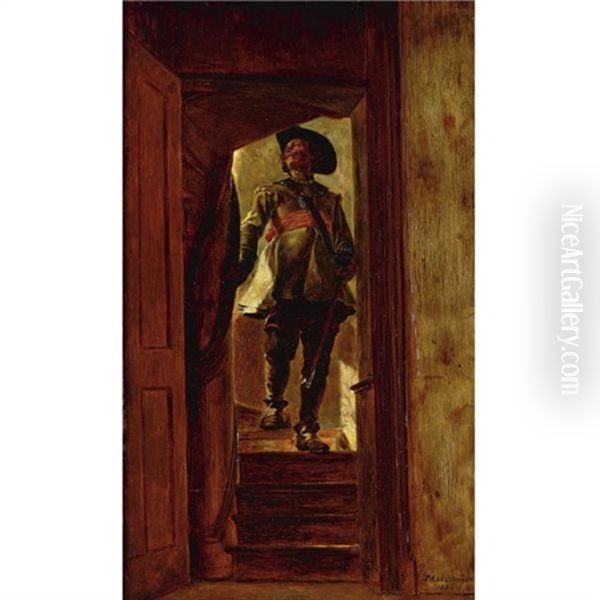 An Officer Entering A Tavern Oil Painting by Ernest Meissonier