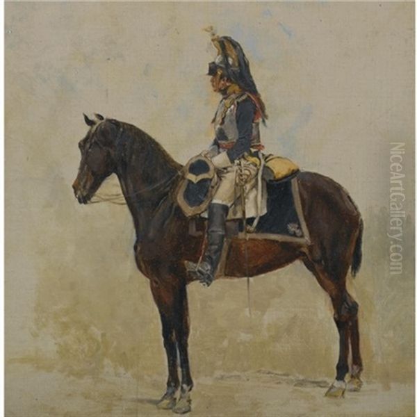 Un Cuirassier Oil Painting by Ernest Meissonier