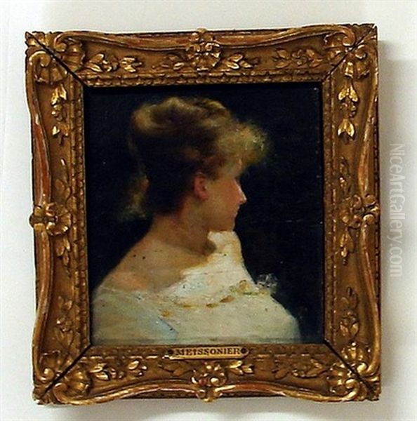 Female Portrait Oil Painting by Ernest Meissonier