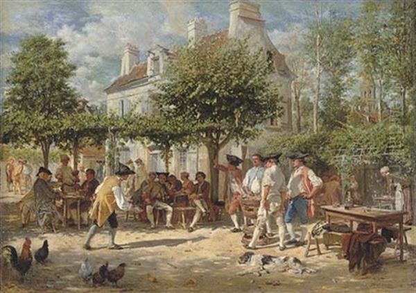 Dimanche A Poissy Oil Painting by Ernest Meissonier