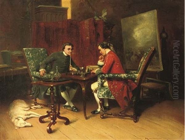 A Game Of Chess Oil Painting by Ernest Meissonier