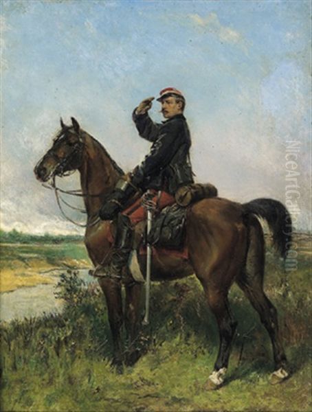 Spahender Franzosischer Offizier Zu Pferd Oil Painting by Ernest Meissonier