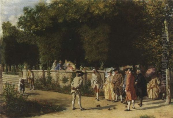 Playing Jeu De Boules Oil Painting by Ernest Meissonier