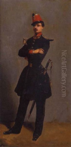 A Portrait Of A French Military Officer Oil Painting by Ernest Meissonier