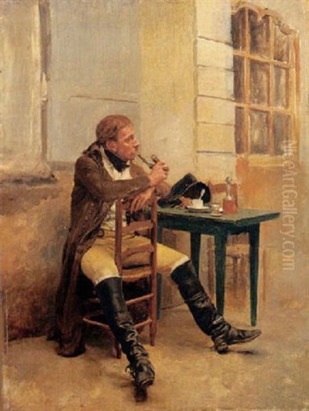 Le Cafe Oil Painting by Ernest Meissonier