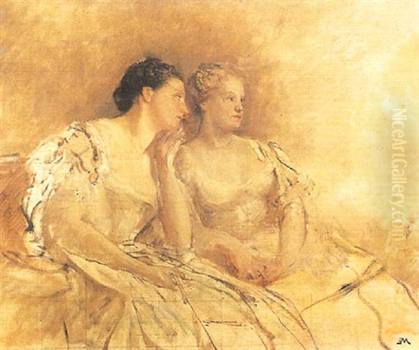 Les Deux Soeurs De L'artiste Oil Painting by Ernest Meissonier