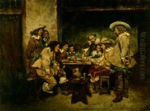 A Game Of Cards Oil Painting by Ernest Meissonier