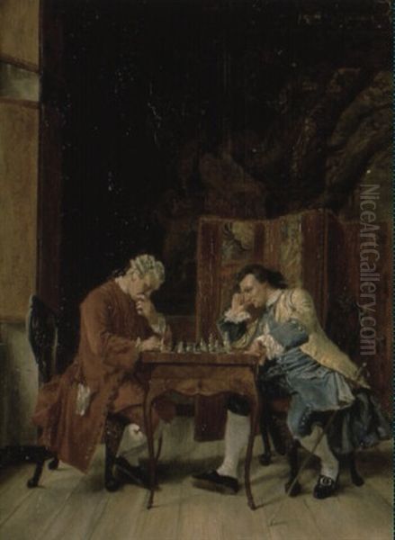 The Chess Game Oil Painting by Ernest Meissonier