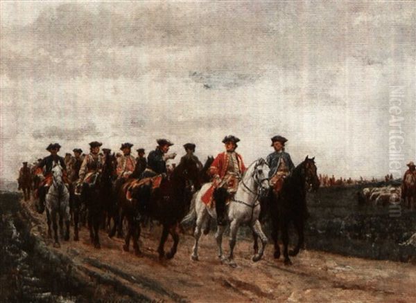 Maurice, Comte De Saxe, With His Troops Oil Painting by Ernest Meissonier