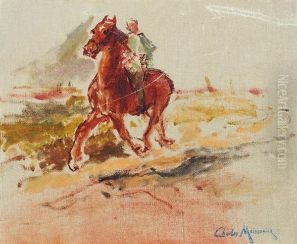 Le Cavalier (study) Oil Painting by Jean Charles Meissonier