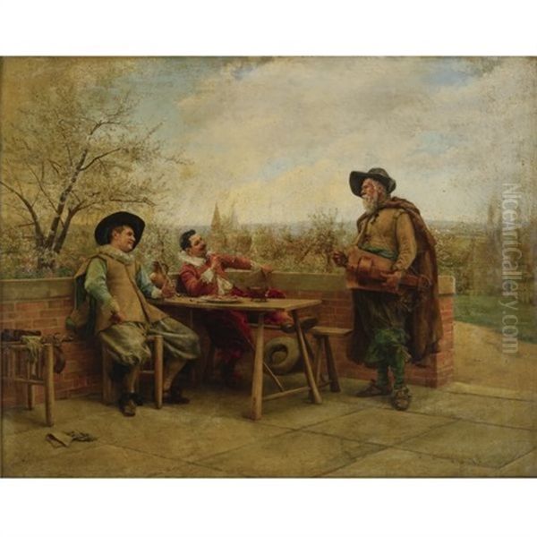 Springtime On The Terrace Oil Painting by Jean Charles Meissonier