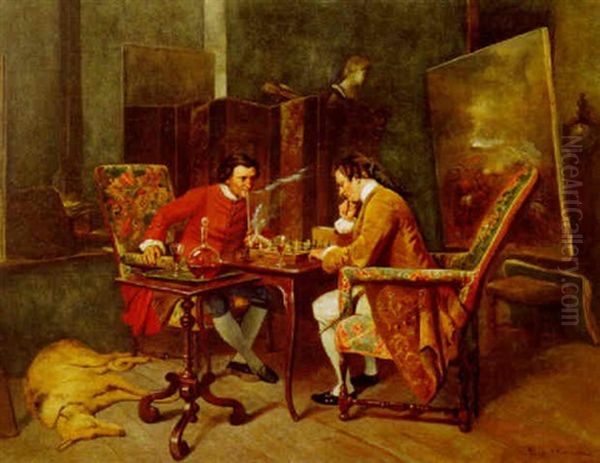 The Chess Players Oil Painting by Jean Charles Meissonier