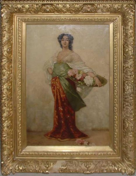 Flowergirl Oil Painting by Giuseppe Bertini