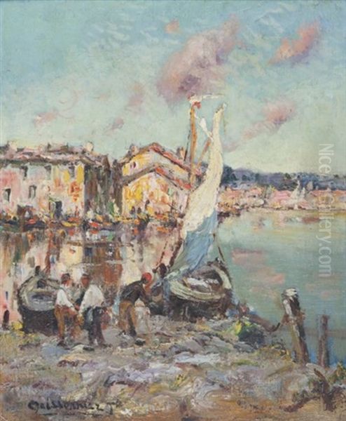 Les Martigues Oil Painting by Joseph (Francois Xavier) Meissonnier