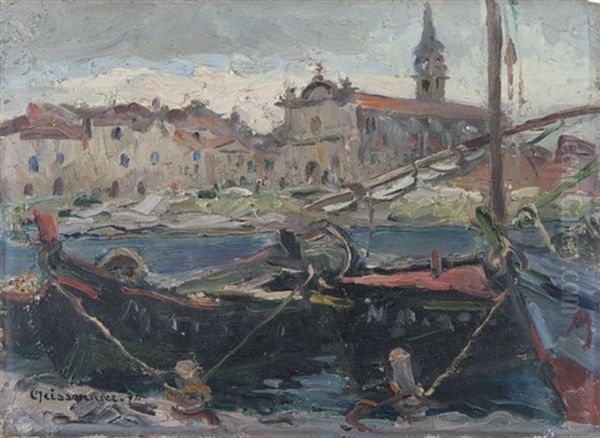 Les Martigues Oil Painting by Joseph (Francois Xavier) Meissonnier