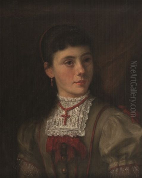 Portrait Einer Jungen Dame Oil Painting by Ernst Meister