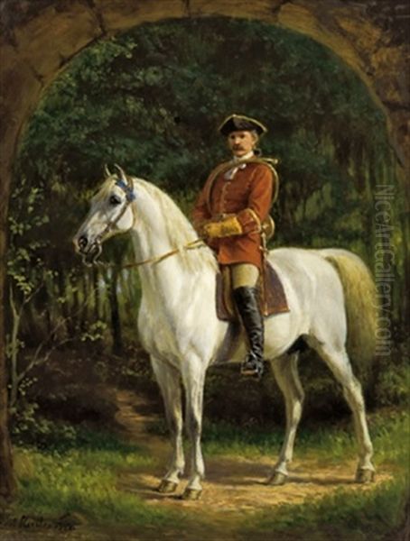 Berittener Jagdhornblaser Oil Painting by Ernst Meister