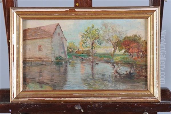 Paysage Au Point D'eau Oil Painting by Charles De Meixmoron De Dombasle