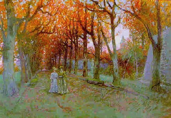 La Promenade Dans La Grande Allee, En Automne Oil Painting by Charles De Meixmoron De Dombasle