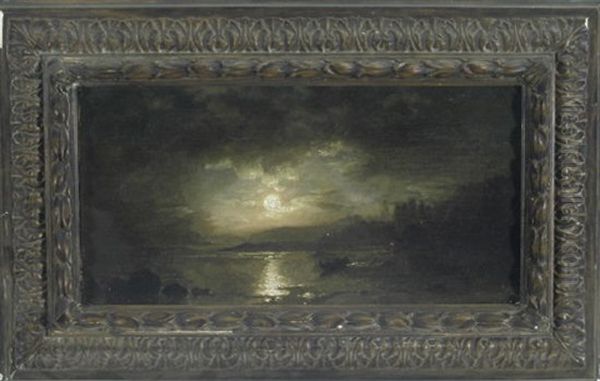 Vollmond Uber Einer Uferlandschaft Oil Painting by Ludwig Meixner