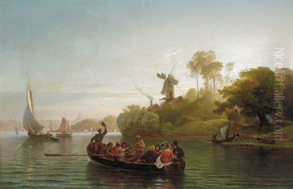 Die Hafeneinfahrt In Stockholm (?) Oil Painting by Ludwig Meixner