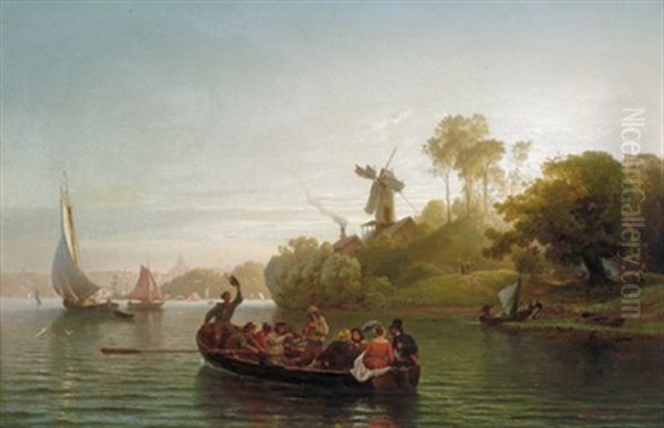 Die Hafeneinfahrt In Stockholm Oil Painting by Ludwig Meixner