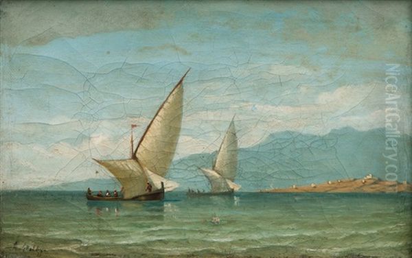 Boats In The Bosporus Oil Painting by Daniel Hermann Anton Melbye