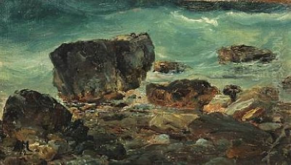 Coastal Scene With Larger Rocks Oil Painting by Daniel Hermann Anton Melbye