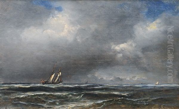 A Storm Rolling In Oil Painting by Daniel Hermann Anton Melbye