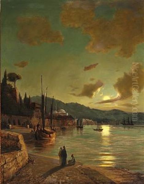 Evening Light Off Constantinople Oil Painting by Daniel Hermann Anton Melbye