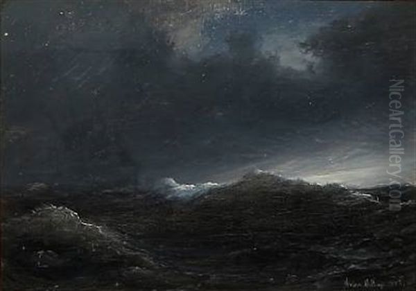 Seascape At Nighttime Oil Painting by Daniel Hermann Anton Melbye