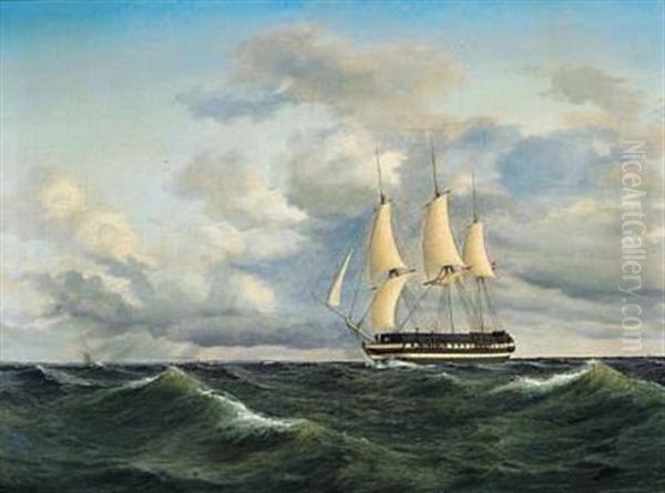 Et Linieskib I Mersseilskuling Oil Painting by Daniel Hermann Anton Melbye