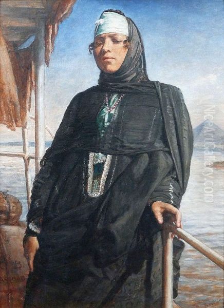 Orientale Sur Un Bateau A Assouan Oil Painting by Carl Bertling