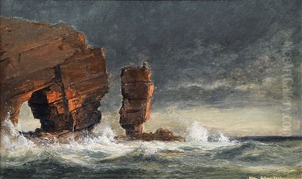 Nordspitze Von Helgoland Oil Painting by Daniel Hermann Anton Melbye