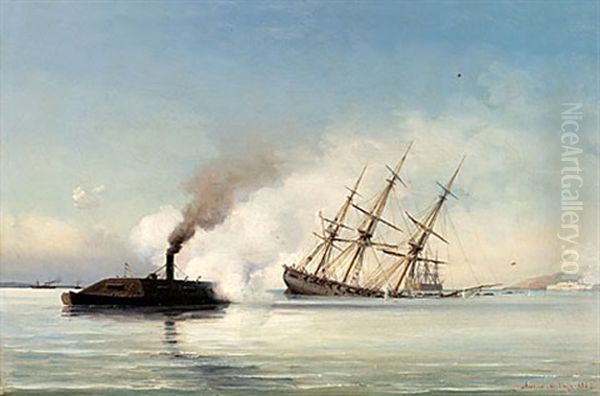 "jamestown" "yorktown" Oil Painting by Daniel Hermann Anton Melbye