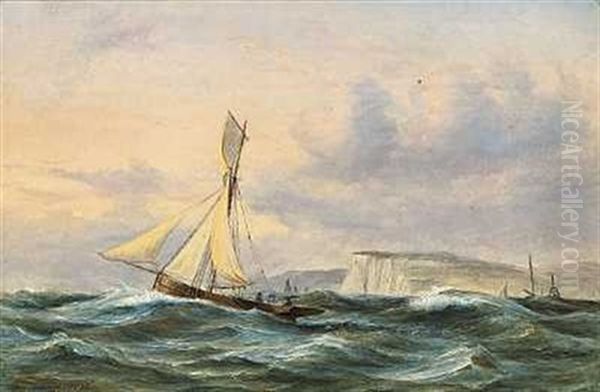 Skibe Under Rugen Oil Painting by Daniel Hermann Anton Melbye