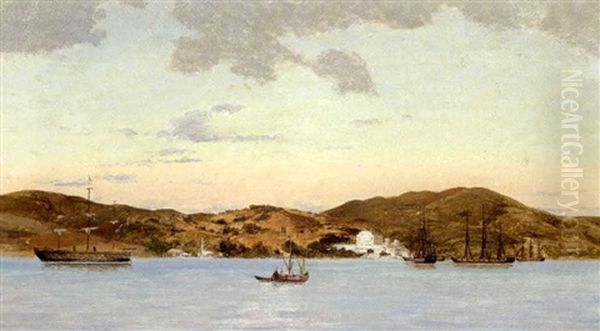 Parti Fra Middelkhavet Med Hvide Bygninger Ved Kysten Oil Painting by Daniel Hermann Anton Melbye