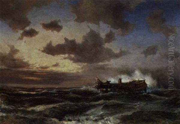 Alexander Nevskis Stranding Ud For Den Jyske Vestkyst Oil Painting by Daniel Hermann Anton Melbye