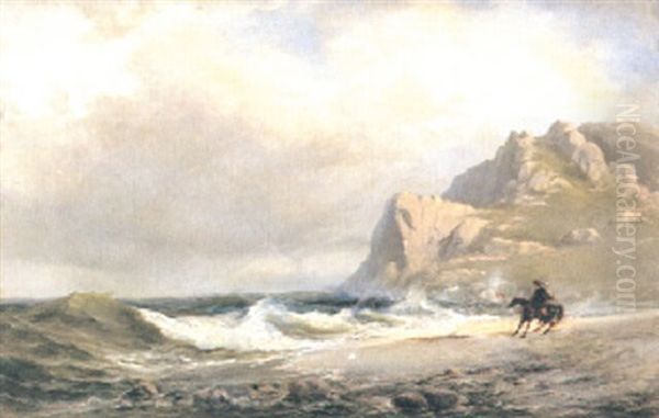 Ryttare Pa Strand Oil Painting by Daniel Hermann Anton Melbye