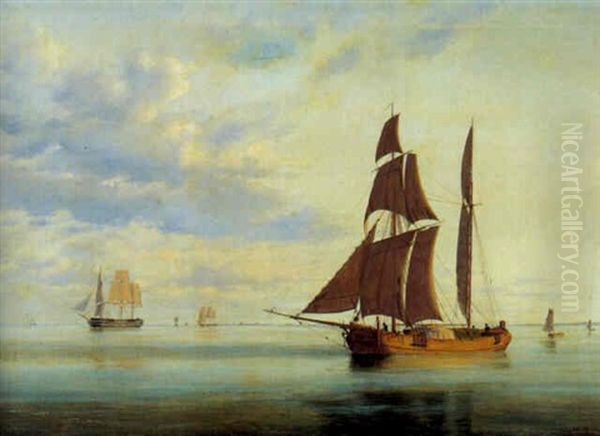 En Kuf I Stille Vejr Oil Painting by Daniel Hermann Anton Melbye