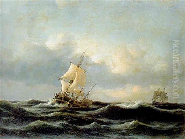 A Rescue In Heavy Seas Oil Painting by Daniel Hermann Anton Melbye