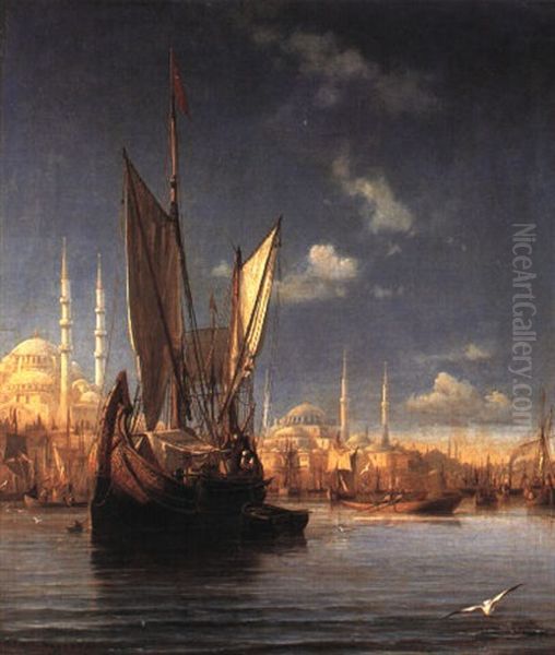 Parti Fra Istanbul Oil Painting by Daniel Hermann Anton Melbye