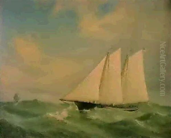 Skonnerten 'america'. Vinderen Af America's Cup 1851 Oil Painting by Daniel Hermann Anton Melbye