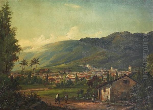 Vue De Caracas Oil Painting by Fritz Siegfried George Melbye