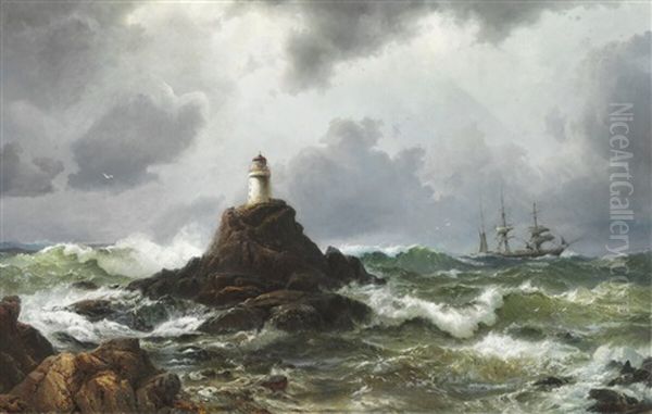 Longship's Lighthouse Oil Painting by Vilhelm Melbye