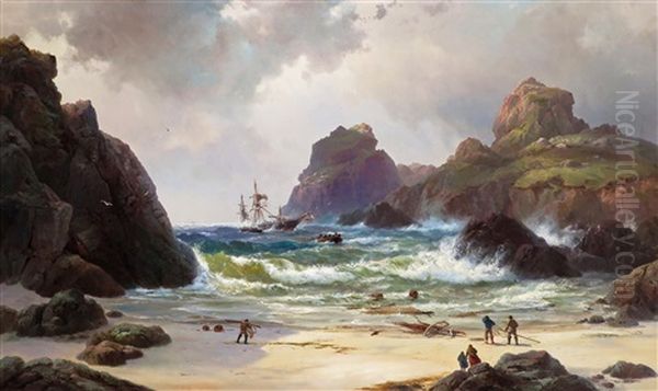 Kynance Cove Oil Painting by Vilhelm Melbye