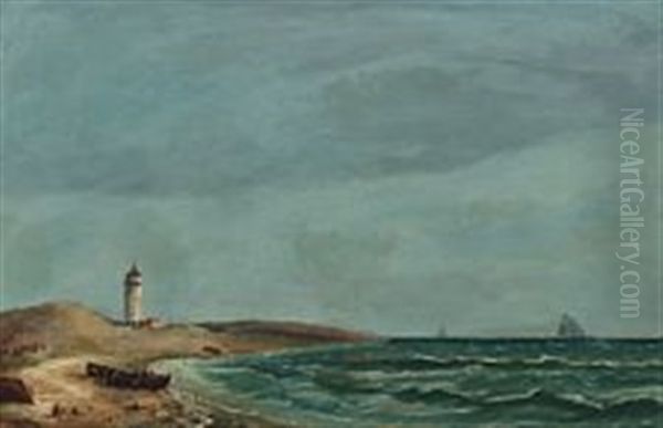 Coastal Scape At Skagen With Fishermen By The Boats Oil Painting by Vilhelm Melbye