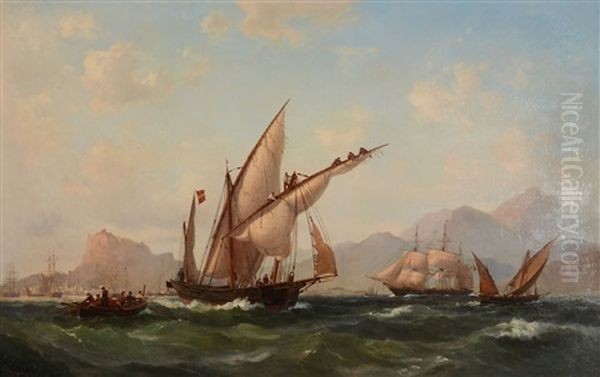 Shipping Off Alicante Oil Painting by Vilhelm Melbye