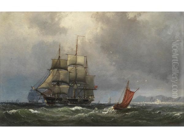 Shipping Off Deal Oil Painting by Vilhelm Melbye